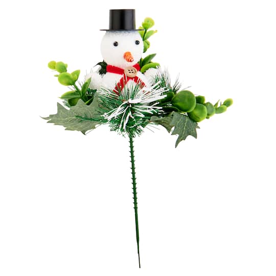 Worth Imports 9" Pine Holly Snowman Christmas Picks, 12ct.